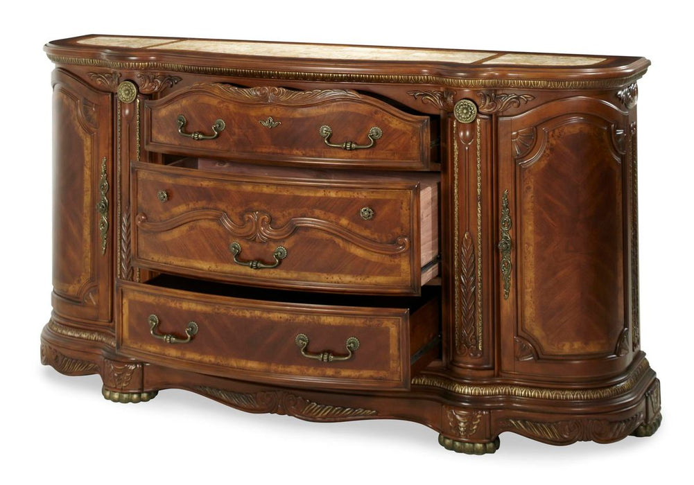 AICO Cortina Dresser in Honey Walnut - Visions in Furniture (La Mirada, CA)