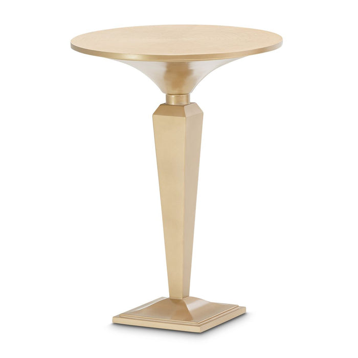 AICO Malibu Crest Round Pedestal Tea Table in Crotch Mahogany - Visions in Furniture (La Mirada, CA)