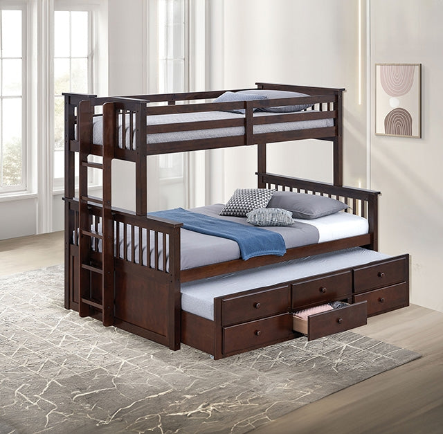 University Twin/Full Bunk Bed Grey, Walnut, & White - Visions in Furniture (La Mirada, CA)