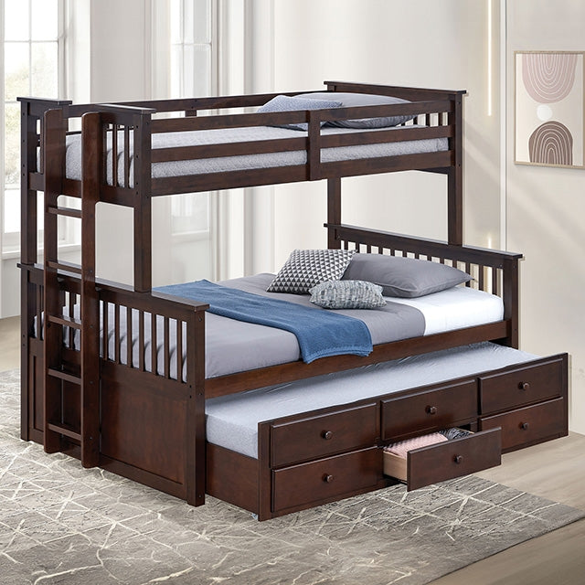 University Twin/Full Bunk Bed Grey, Walnut, & White - Visions in Furniture (La Mirada, CA)