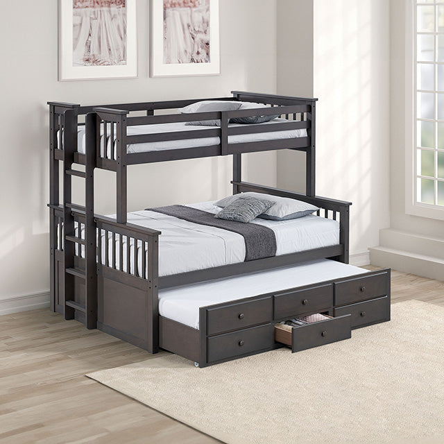 University Twin/Full Bunk Bed Grey, Walnut, & White - Visions in Furniture (La Mirada, CA)