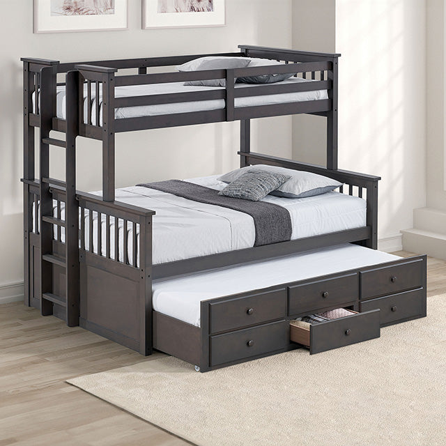 University Twin/Full Bunk Bed Grey, Walnut, & White - Visions in Furniture (La Mirada, CA)