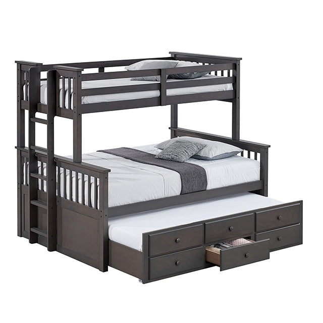 University Twin/Full Bunk Bed Grey, Walnut, & White - Visions in Furniture (La Mirada, CA)