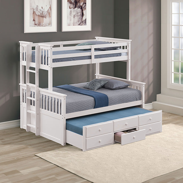 University Twin/Full Bunk Bed Grey, Walnut, & White - Visions in Furniture (La Mirada, CA)