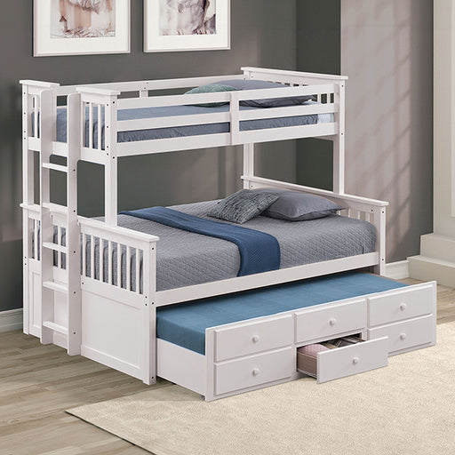 University Twin/Full Bunk Bed Grey, Walnut, & White - Visions in Furniture (La Mirada, CA)