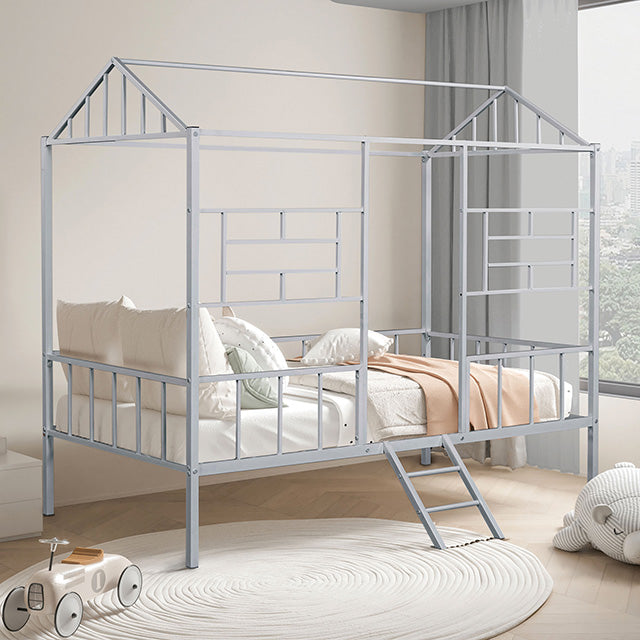 Rhonda Twin Loft Bed White, Silver, & Black - Visions in Furniture (La Mirada, CA)