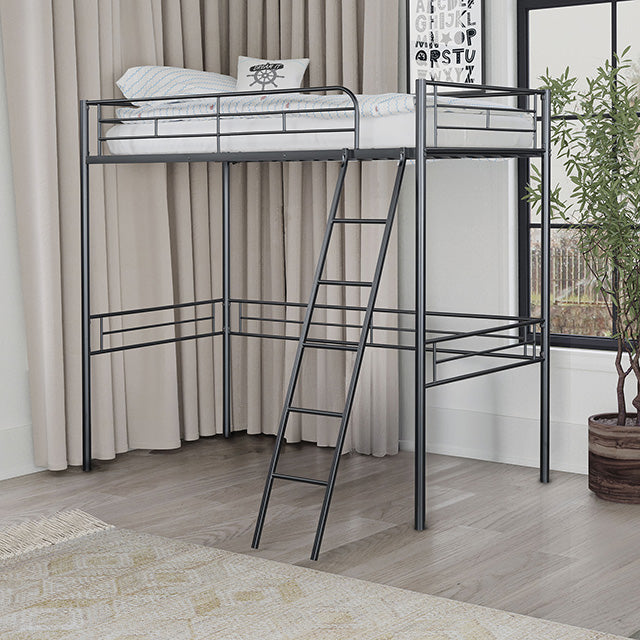 Myles Twin Loft Bed White, Silver & Black - Visions in Furniture (La Mirada, CA)