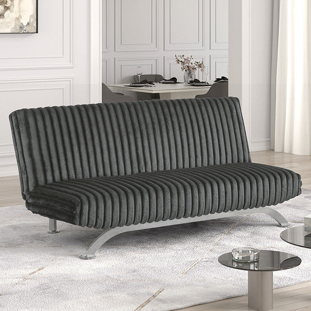 Villeneuve Futon Sofa Bed Black, Pink, & Grey - Visions in Furniture (La Mirada, CA)