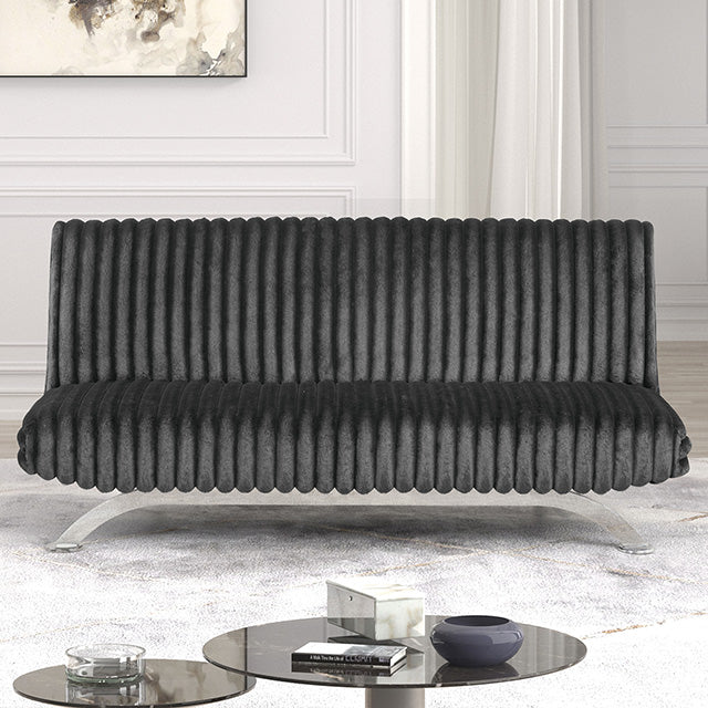 Villeneuve Futon Sofa Bed Black, Pink, & Grey - Visions in Furniture (La Mirada, CA)