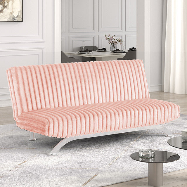 Villeneuve Futon Sofa Bed Black, Pink, & Grey - Visions in Furniture (La Mirada, CA)