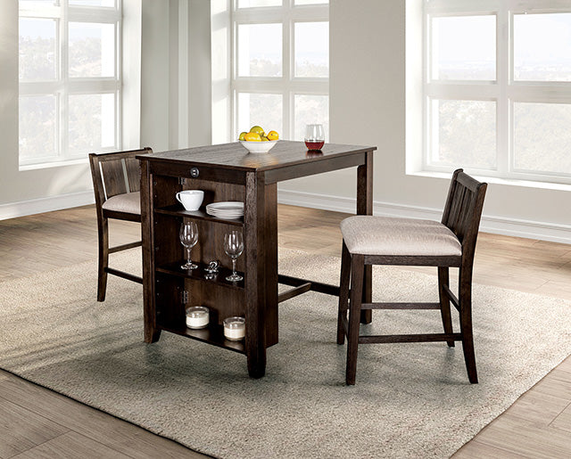 Lescles 3 Pc Counter Ht Set (1 Table + 2 Chairs) - Visions in Furniture (La Mirada, CA)