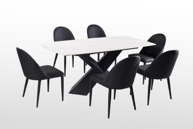 Lenvik 7 Pc Dining Table Set White - Visions in Furniture (La Mirada, CA)