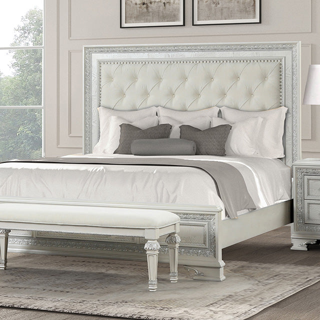 Stella Mia E.King & Queen Bed White & White - Visions in Furniture (La Mirada, CA)