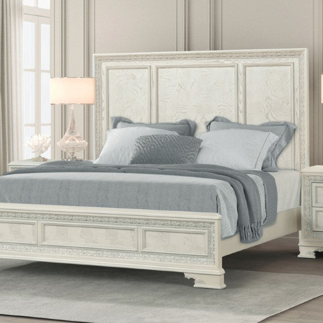 Stella Mia E.King & Queen Bed White & White - Visions in Furniture (La Mirada, CA)