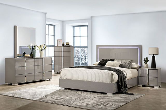 Sinistra Bed Beige, Black, White - Visions in Furniture (La Mirada, CA)