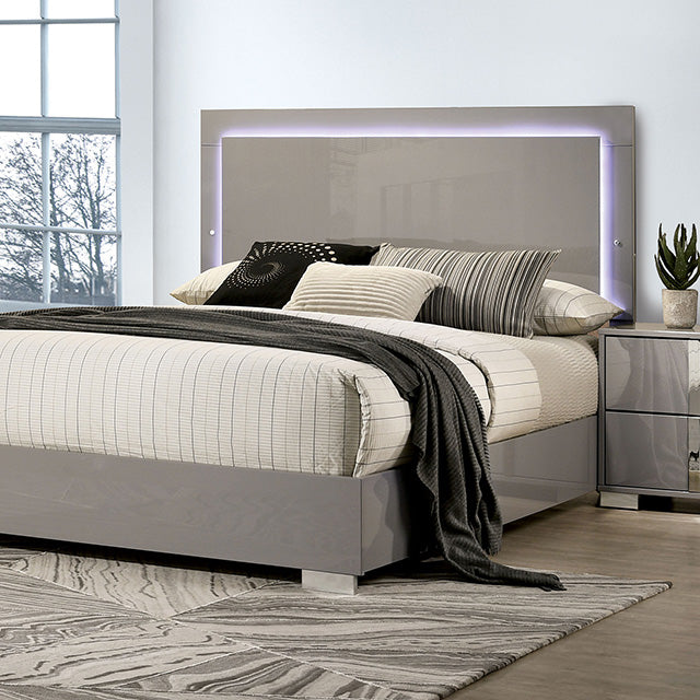 Sinistra E.King & Queen Bed White, Black & Beige - Visions in Furniture (La Mirada, CA)