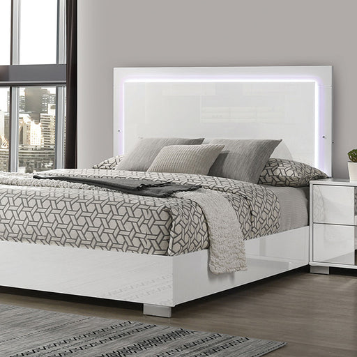 Sinistra E.King & Queen Bed White, Black & Beige - Visions in Furniture (La Mirada, CA)