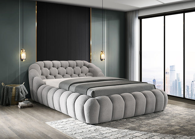 Newquay E.King & Queen Bed White, Grey, & Black - Visions in Furniture (La Mirada, CA)