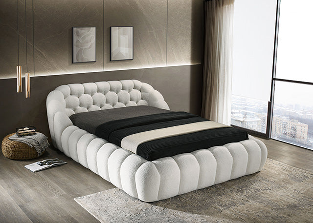 Newquay E.King & Queen Bed White, Grey, & Black - Visions in Furniture (La Mirada, CA)
