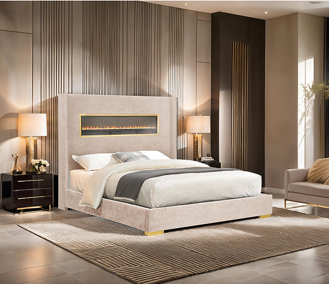 Danvers Bed Beige, Black, & Grey - Visions in Furniture (La Mirada, CA)