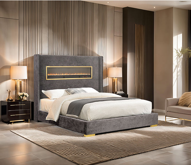 Danvers Bed Beige, Black, & Grey - Visions in Furniture (La Mirada, CA)