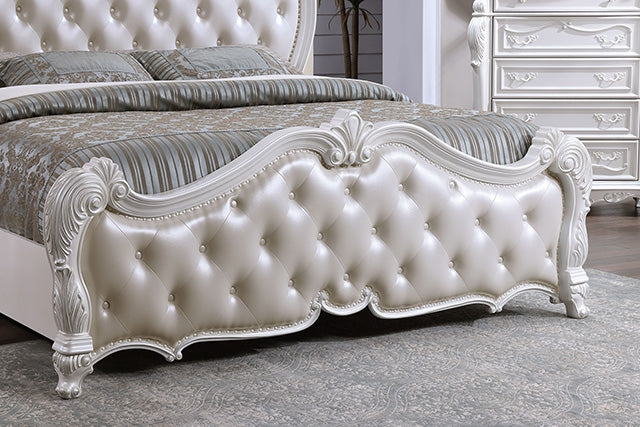 Ventresca Bed White & Chrome - Visions in Furniture (La Mirada, CA)