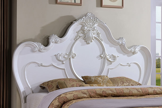 Roselli E.King & Queen Bed White & Chrome - Visions in Furniture (La Mirada, CA)