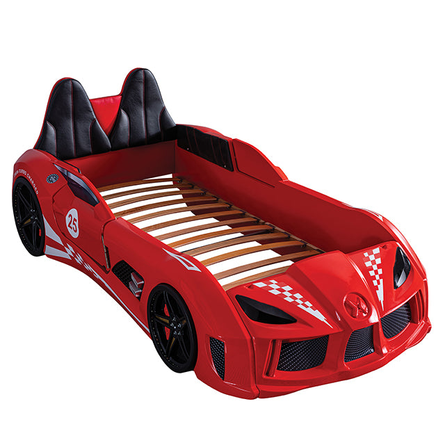 Trackster Bed White, Red,, Black, & Blue - Visions in Furniture (La Mirada, CA)
