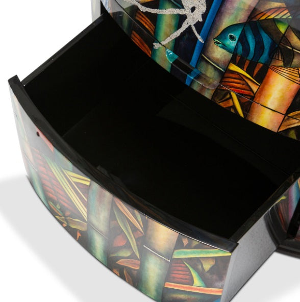 AICO Furniture Illusions 3 Drawers Oval Cabinet - Visions in Furniture (La Mirada, CA)