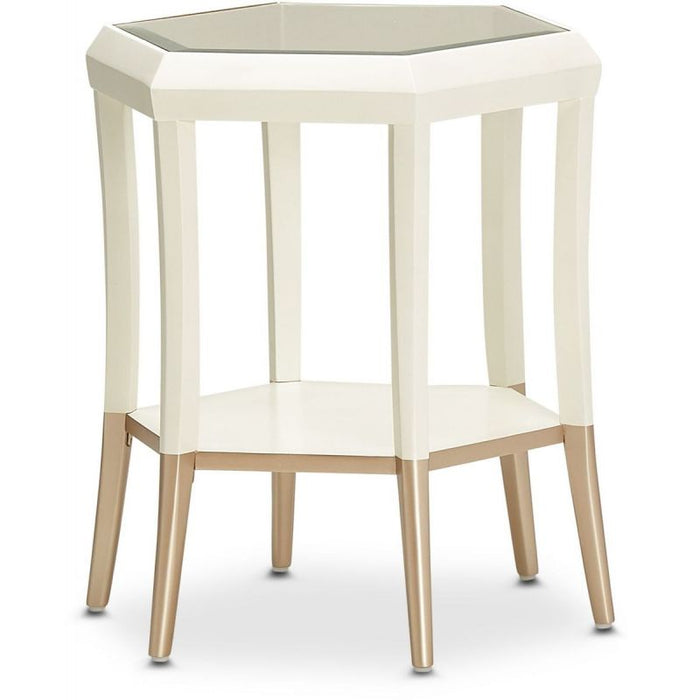AICO La Rachelle Hexagon Accent Table in Medium Champagne - Visions in Furniture (La Mirada, CA)