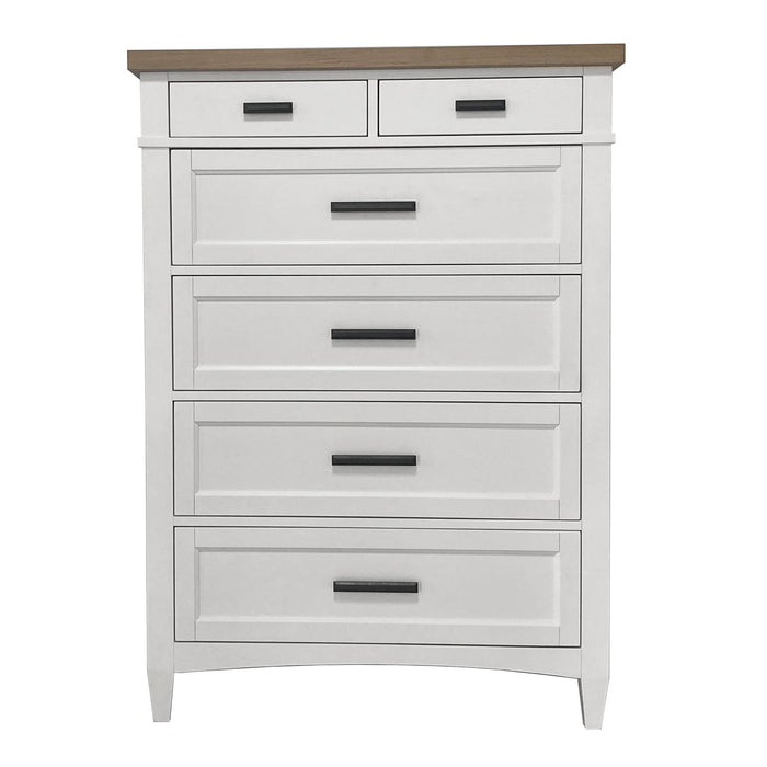 Parker House Americana Modern Bedroom Queen Platform Bed 2 Nightstands Dresser with Mirror and Chest