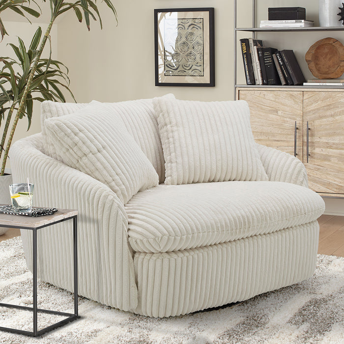 Parker Living Boomer - Mega Ivory Large Swivel Chair with 2 Toss Pillows Two Pack