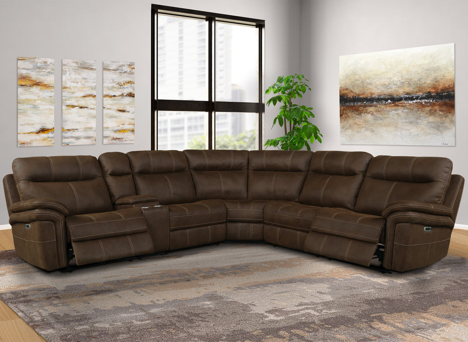 Parker Living Mason - Dark Kahlua 6 Piece Modular Power Reclining Sectional with Power Adjustable Headrests