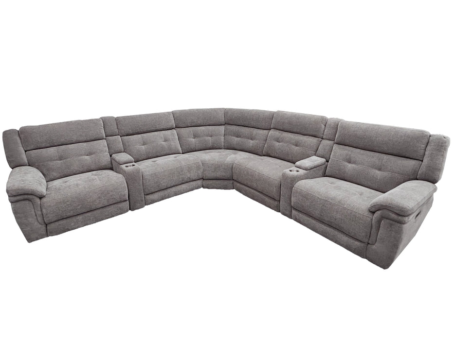 Parker Living Richland - Bristol Grey 7 Piece Modular Power Reclining Sectional with Power Adjustable Headrests