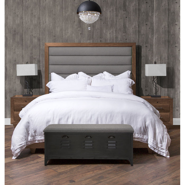 AICO Brooklyn Walk King Channel Tufted Panel Bed in Burnt Umber - Visions in Furniture (La Mirada, CA)