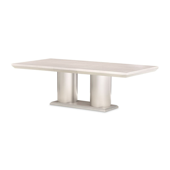 AICO Marin Double Pedestal Table in Greige - Visions in Furniture (La Mirada, CA)