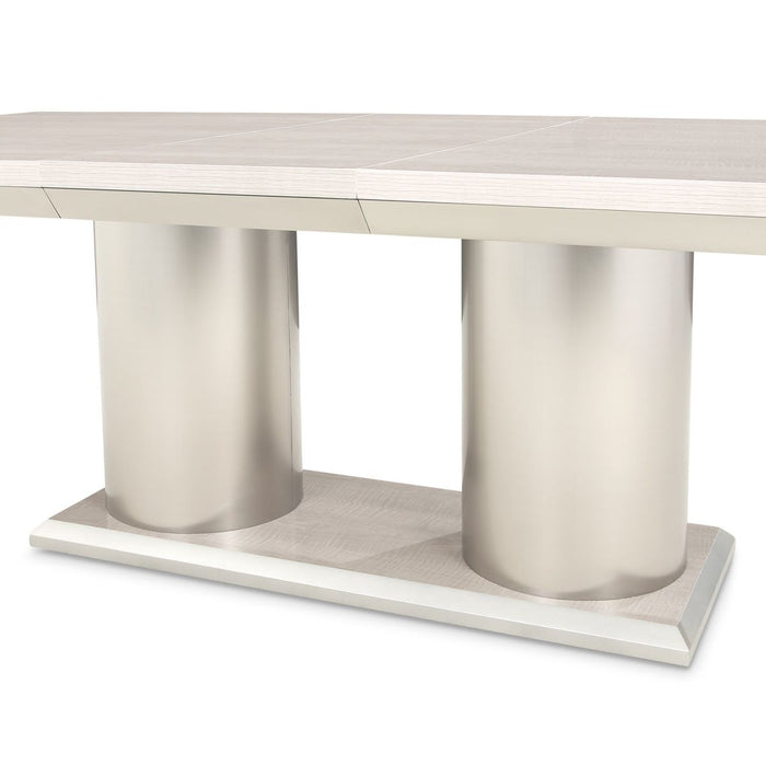 AICO Marin Double Pedestal Table in Greige - Visions in Furniture (La Mirada, CA)