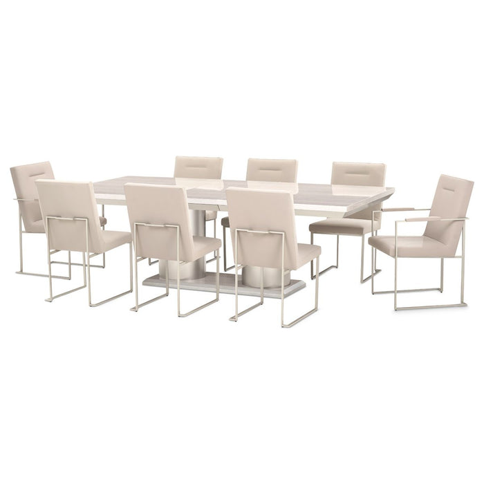 AICO Marin Double Pedestal Table in Greige - Visions in Furniture (La Mirada, CA)
