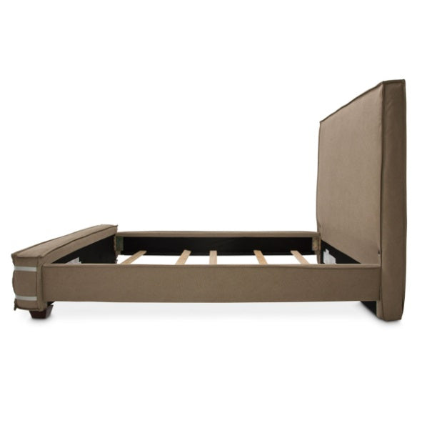 AICO Furniture Penninsula Queen Upholstered Bed in Khaki - Visions in Furniture (La Mirada, CA)