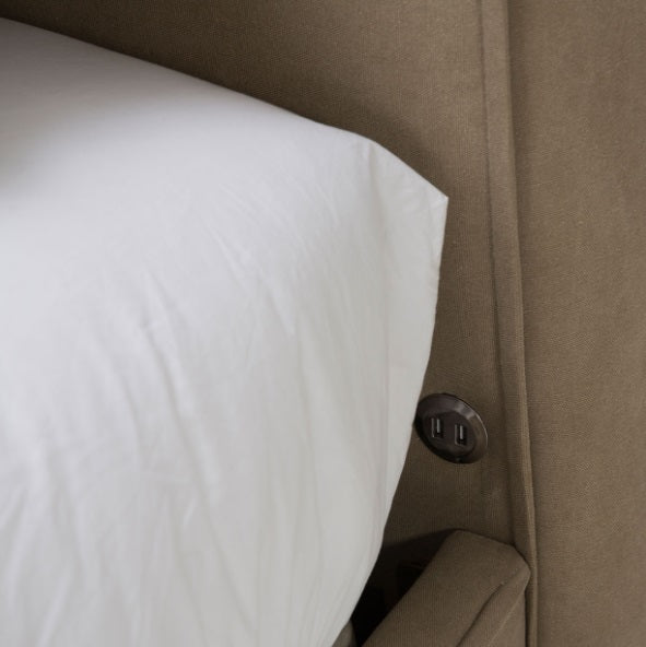 AICO Furniture Penninsula Queen Upholstered Bed in Khaki - Visions in Furniture (La Mirada, CA)