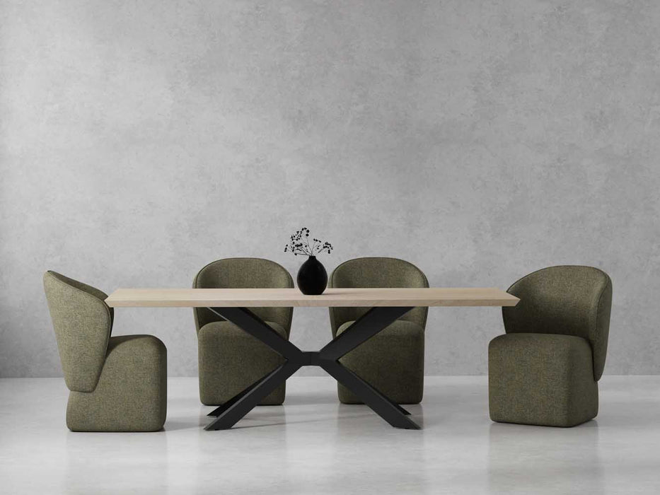 Parker House Crossings - Monaco Dining 86 In. Rectangular Dining Table With 4 Upholstered Chairs - DMON-5PC-86REC-DBGO-QMSG