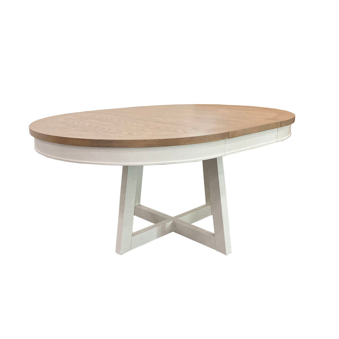 Parker House Americana Modern Dining 48-66 inch Round Dining Table and 4 Black Barrel Chairs