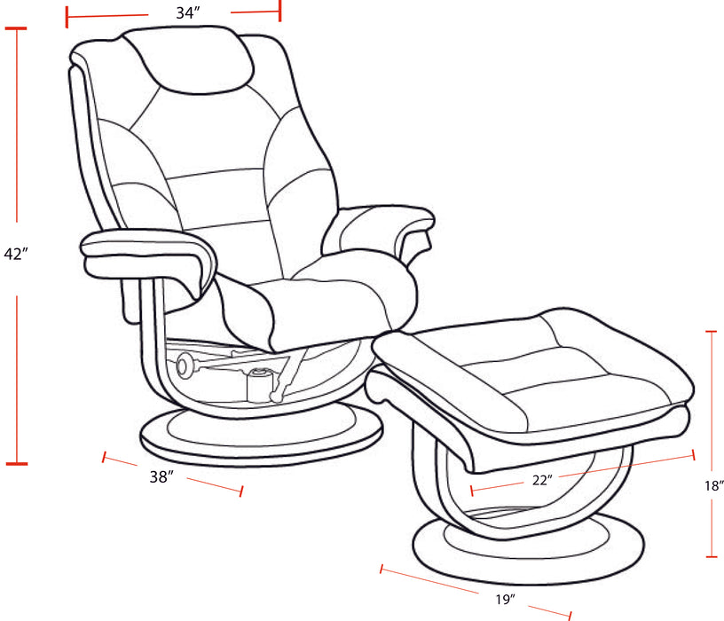 Parker Living Knight - Haze Manual Reclining Swivel Chair and Ottoman