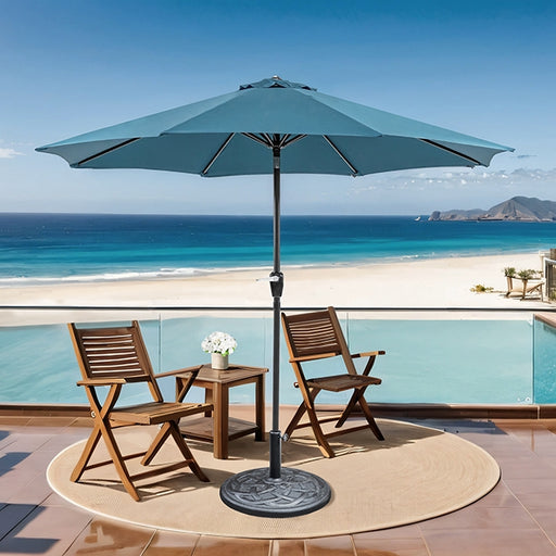 Soli 9' Outdoor Umbrella w/ Auto Tilt + 21" Round Base - Visions in Furniture (La Mirada, CA)