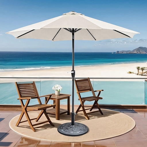 Soli 9' Outdoor Umbrella w/ Auto Tilt + 21" Round Base - Visions in Furniture (La Mirada, CA)