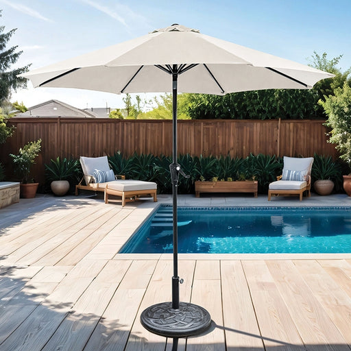 Tano 9' Outdoor Umbrella + 21" Round Base - Visions in Furniture (La Mirada, CA)