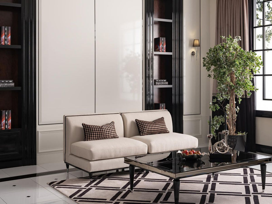 AICO La Francaise Armless Chair in Cafe/Black - Visions in Furniture (La Mirada, CA)