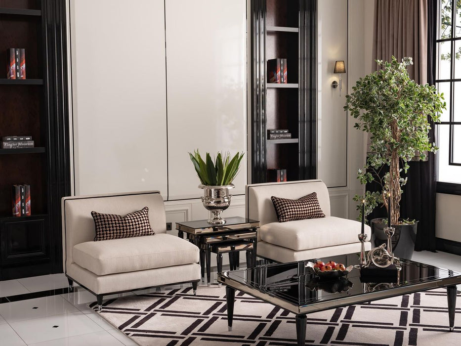 AICO La Francaise Armless Chair in Cafe/Black - Visions in Furniture (La Mirada, CA)