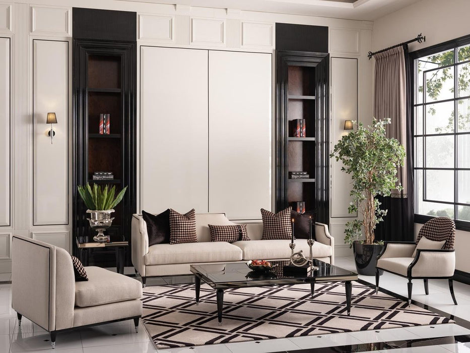 AICO La Francaise Mansion Sofa in Cafe/Black - Visions in Furniture (La Mirada, CA)