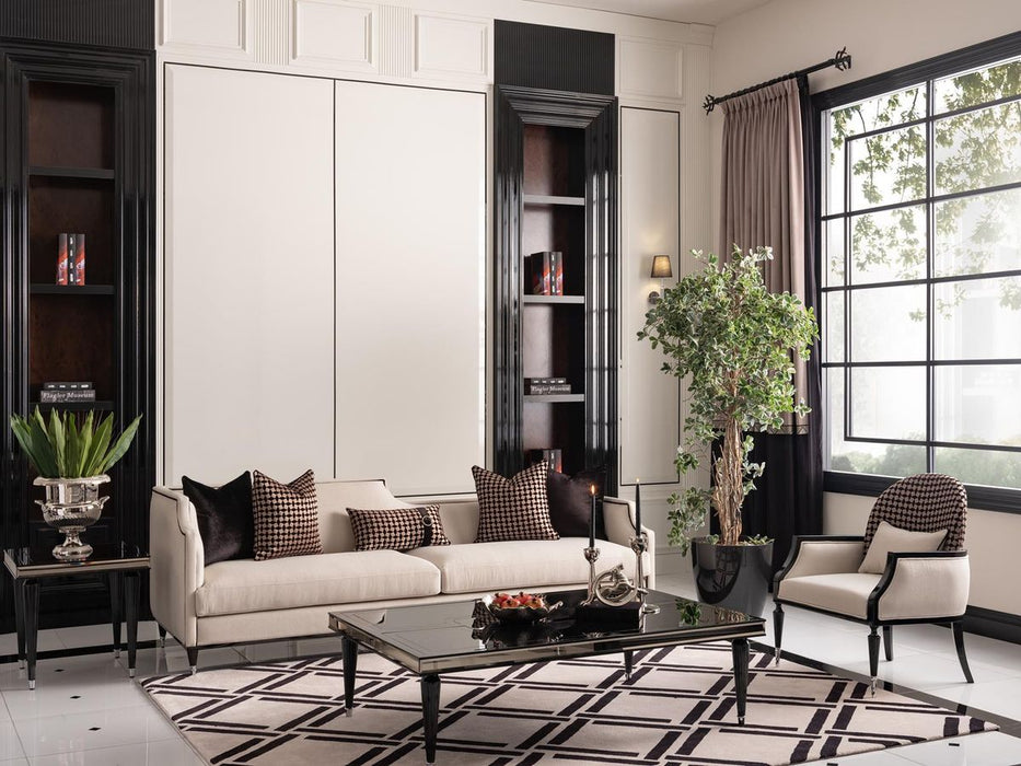 AICO La Francaise Mansion Sofa in Cafe/Black - Visions in Furniture (La Mirada, CA)